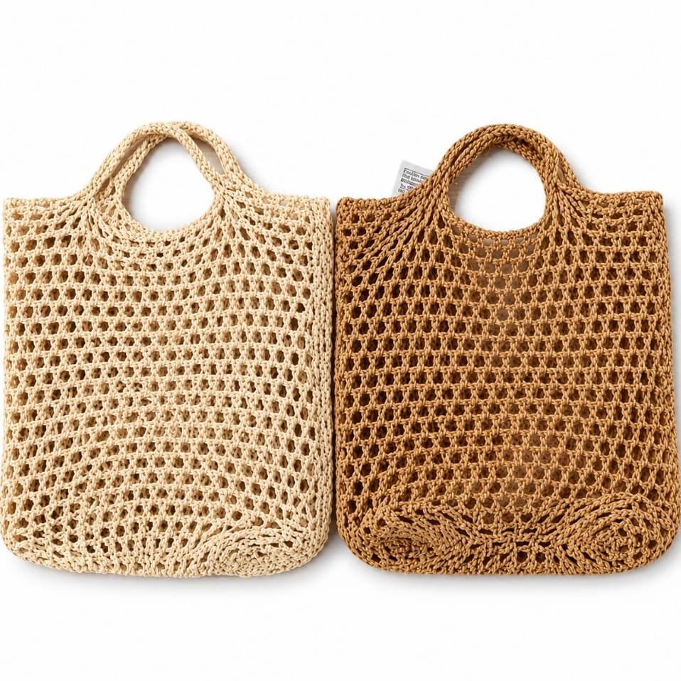 Bolsa de Praia Feminina Tricot Crochê Piscina Verão Sustentável