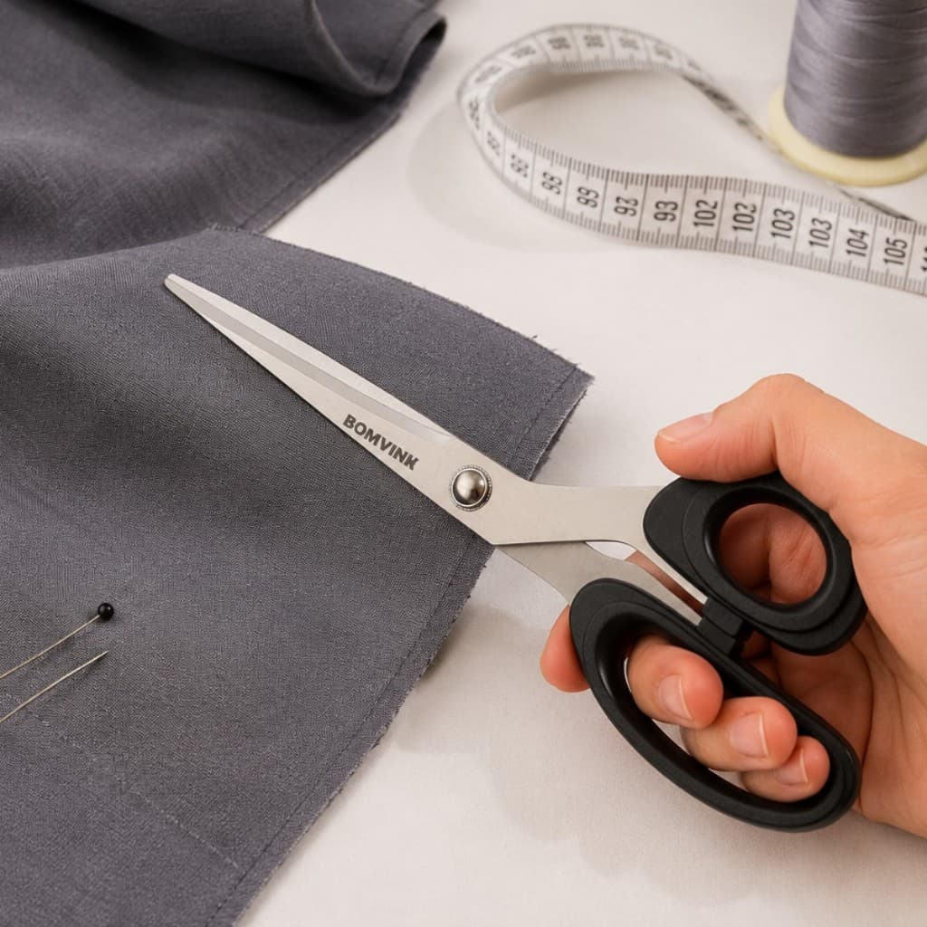 Tesoura de Alfaiate Profissional 9 Polegadas Aço Inox para Costura Corte de Tecidos Jeans Couro Patchwork