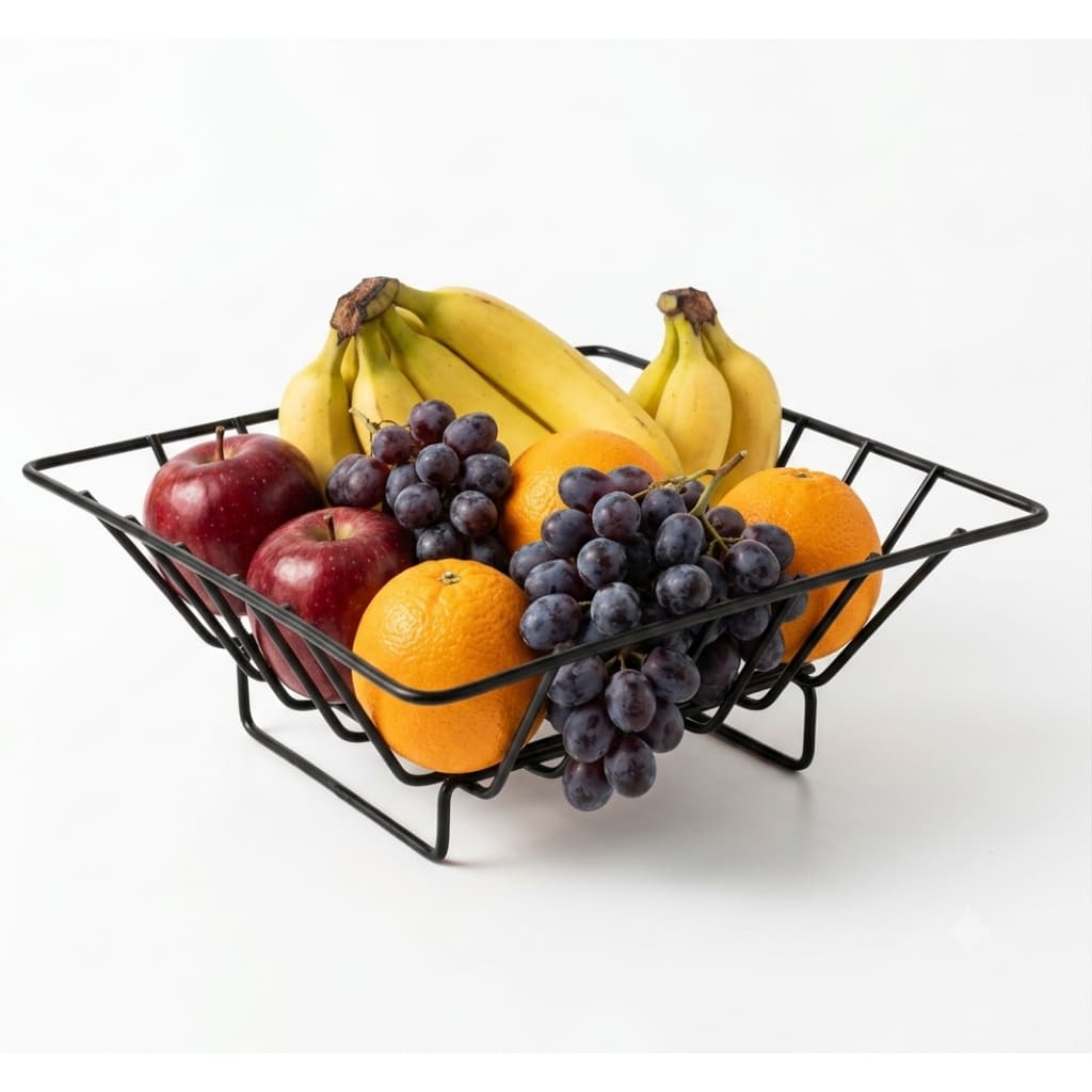 Fruteira Aramada Quadrada Black Tamanho Médio Cozinha Frutas Organização Lar Casa