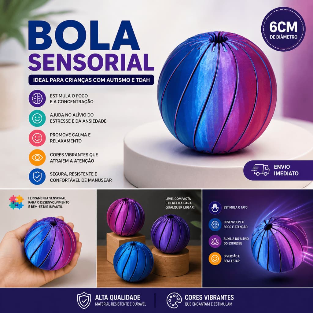 Bola Sensorial | Brinquedo para Autismo e TDAH | Anti Stress | Ansiedade | Fidget