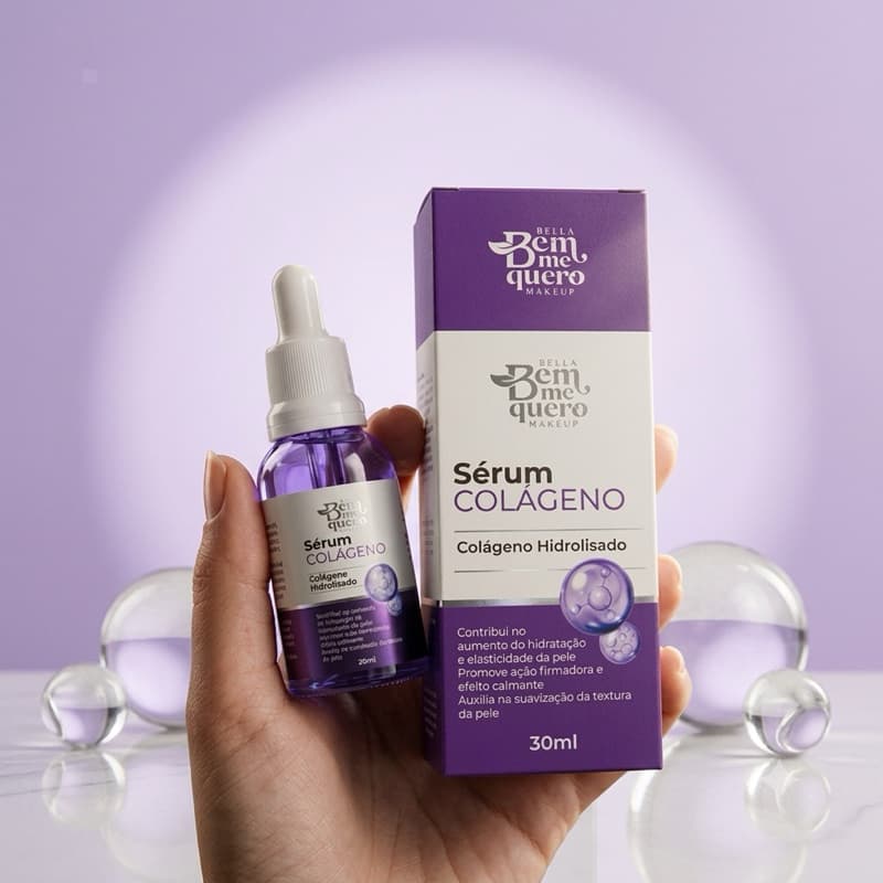 Sérum Facial Colágeno Hidrolisado Bella Bem Me Quero – 30ml | Hidratação, Firmeza e Elasticidade da Pele