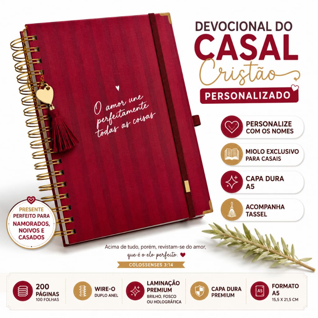 Devocional do Casal Cristão Personalizado | Presente para Namorados, Noivos e Casados | Capa Dura A5