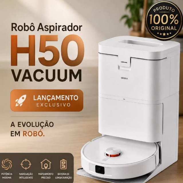 Robô Aspirador Vacuum H50, Lançamento 2026 + 10.000Pa