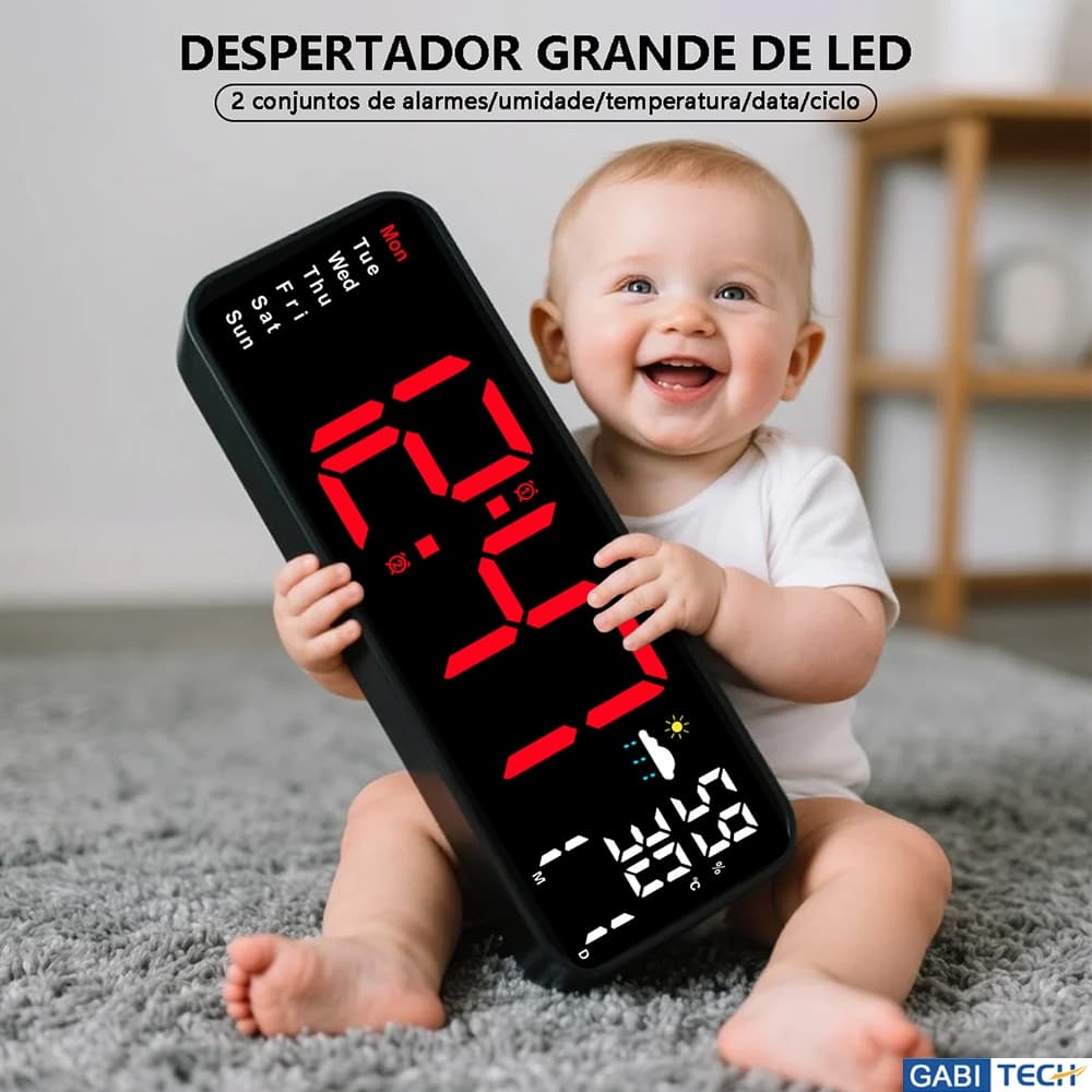 Relógio De Parede E Mesa Digital Led Grande Relógio Digital Quarto Com Temperatura Mostra Semana E Hora