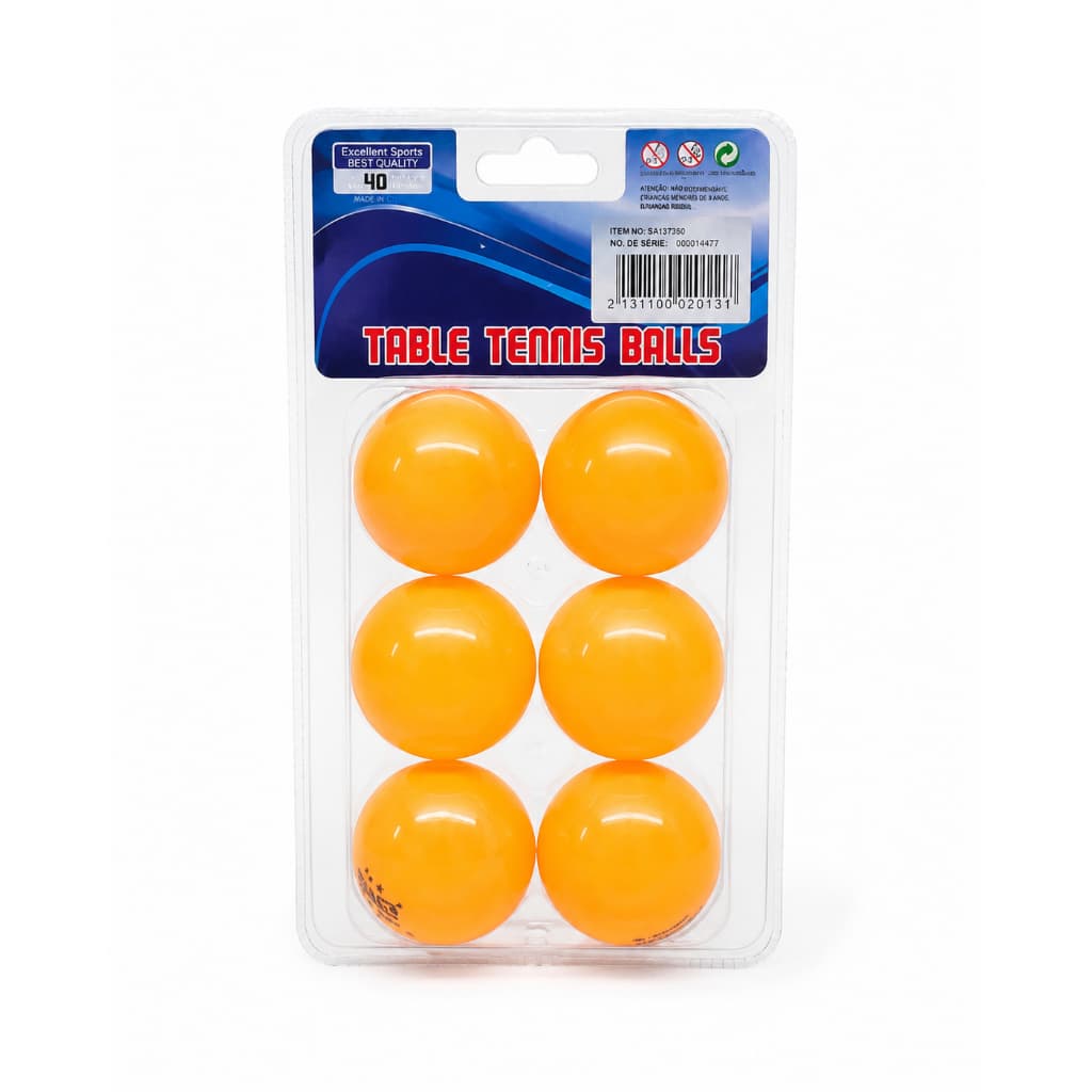 Kit 6 Bolinhas de Tênis de Mesa Ping Pong 40mm Laranja Treino e Lazer