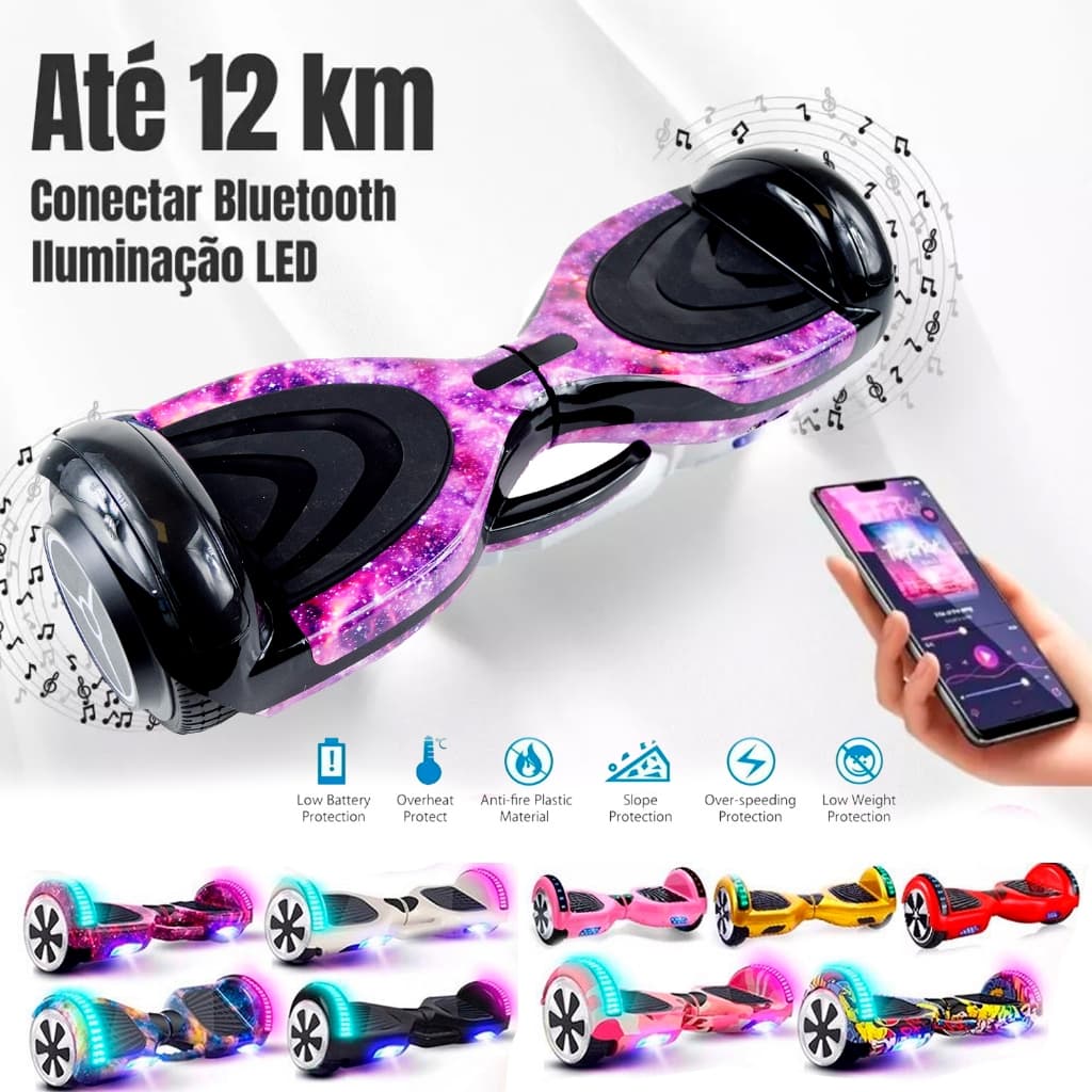 Hoverboard Overboard Infantil [Usado] Skate Elétrico 6.5" Led Bluetooth Bateria De Grande Capacidade de Bateria Forte