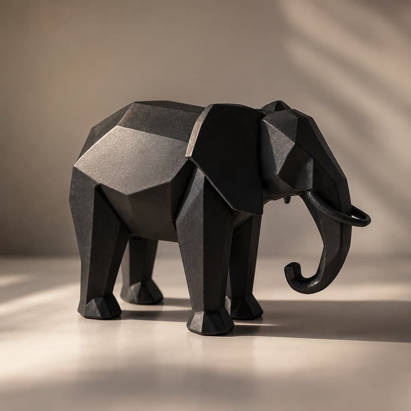 Escultura Elefante Geométrico Decorativo 15cm Escultura Decoração Moderna para Sala Quarto Escritório