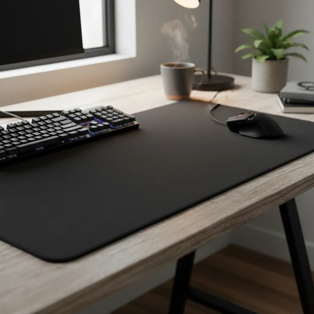 Mousepad Gamer 70x30cm Couro Preto Antiderrapante Office Ergonômico Fortrek FK265M