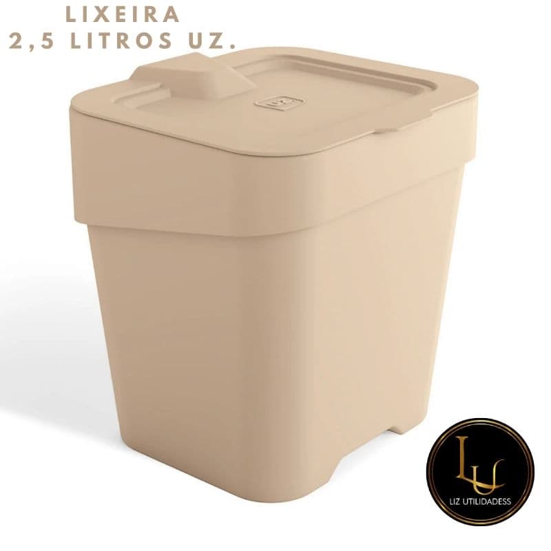 LIXEIRA DE PIA COM TAMPA 2,5L COZINHA BANCADA ESCRITÓRIO SLIM MULTIUSO UZ.
