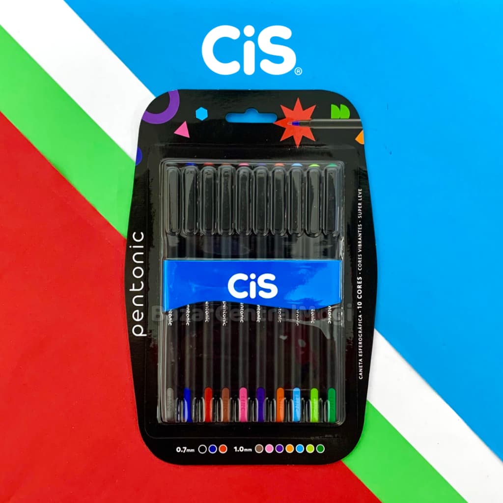 Caneta Pentonic Cis Esferográfica Kit 10 Cores 0.7mm e 1.0mm