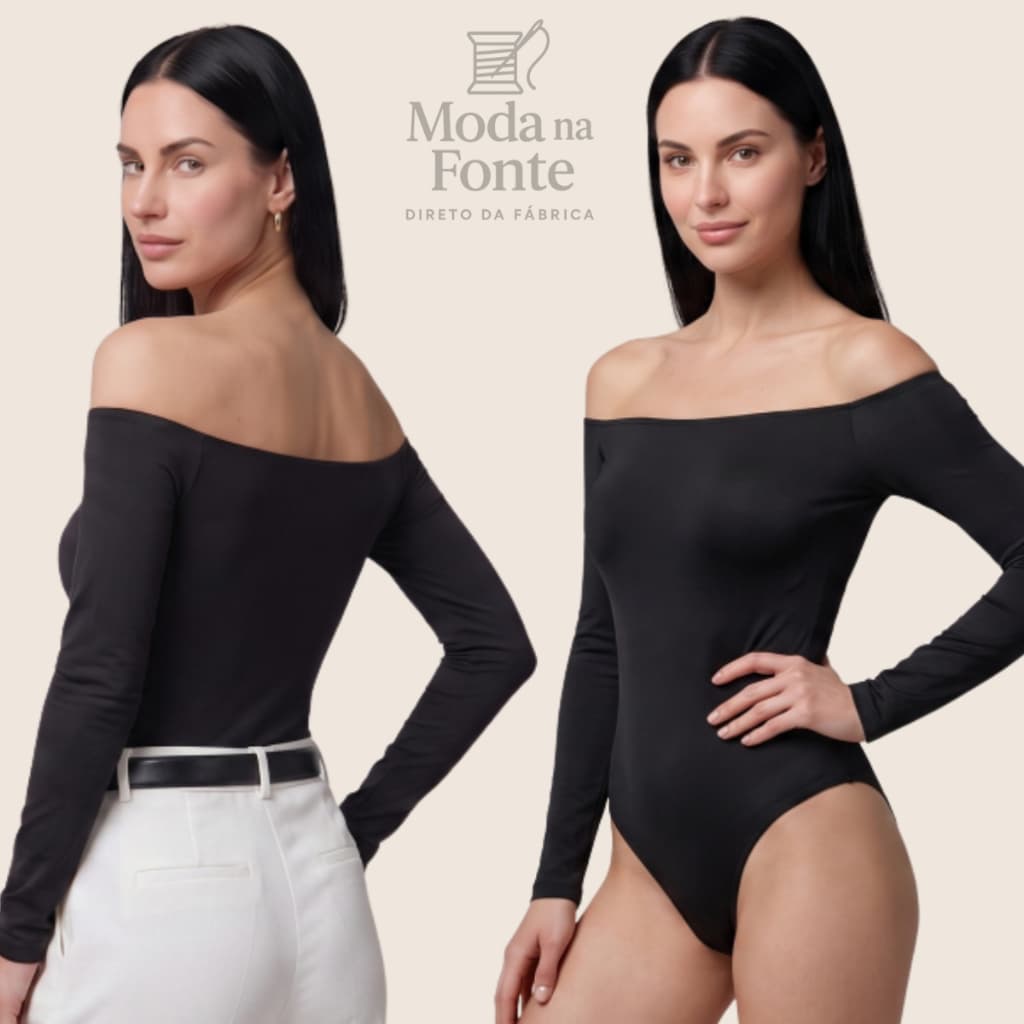 Body Ombro a Ombro Manga Comprida Longa Blusa Feminina Elegante Bory Ciganinha Suplex Moda Gringa Forro Festa Estiloso