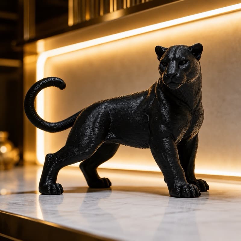 Pantera 3D Geométrica Decoração Luxo Sala Escritório Preto Fosco envio imediato