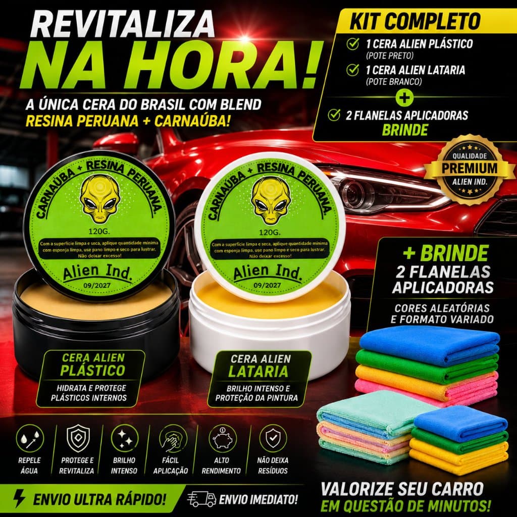Cera Alien Para Plástico E Cera Alien Lataria E 2 Flanelas