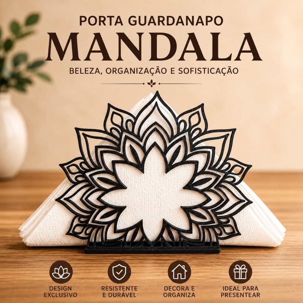 Porta Guardanapo De Mesa Mandala Decorativo Moderno Luxo Mesa Posta Elegante