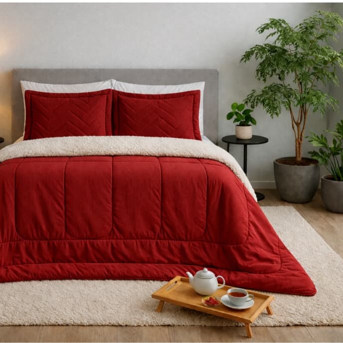 Coberdrom Plush Queen com Pele de Carneiro e Manta Soft 2.40 x 2.20