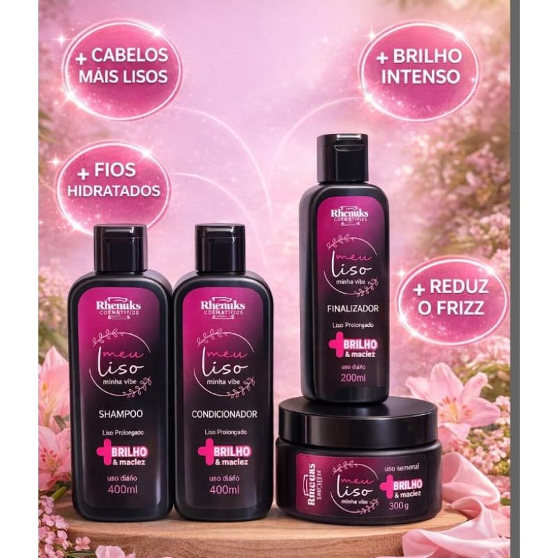 Kit Capilar Meu Liso Minha Vida Rhenuks - 4 Peças