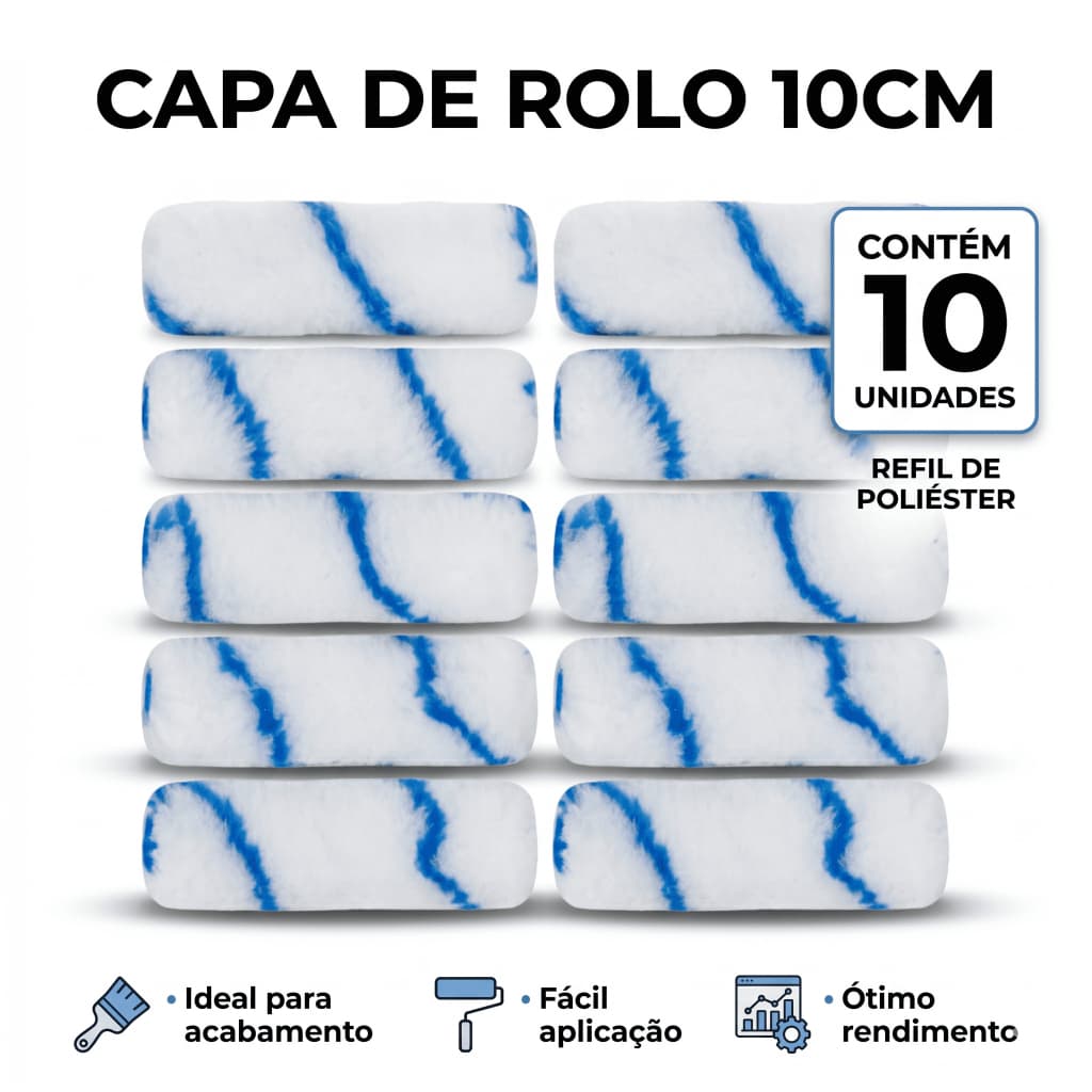 Capa de Reposição Poliéster 10cm | Pacote 10 Unidades Econômica Profissional