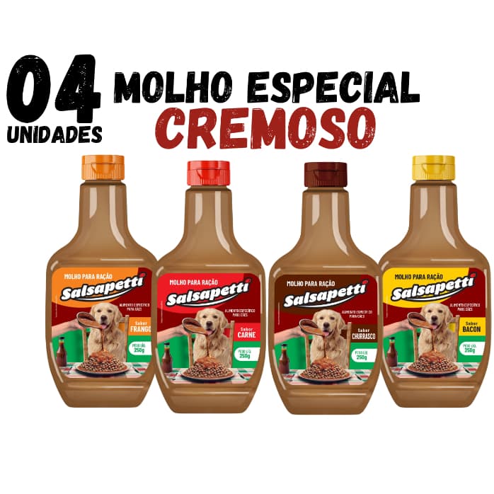 Kit 4un Molho Especial Para Ração cachorro Cremoso salsapetti  250g