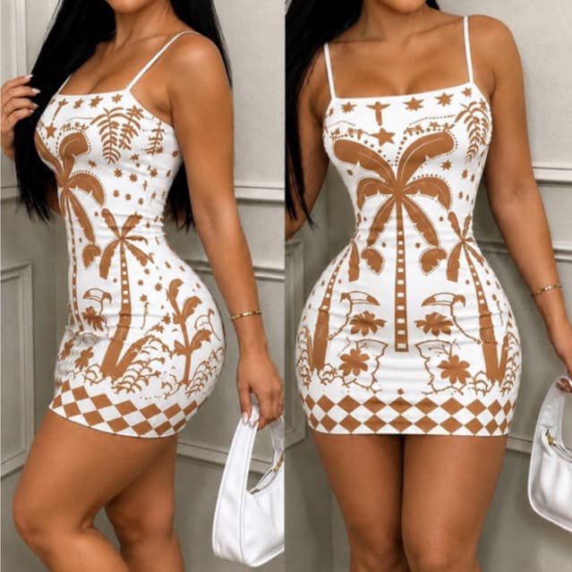 Vestido Feminino Estampado Tropical Tubinho Justo Tecido Confortável e Modelagem que Valoriza a Silhueta