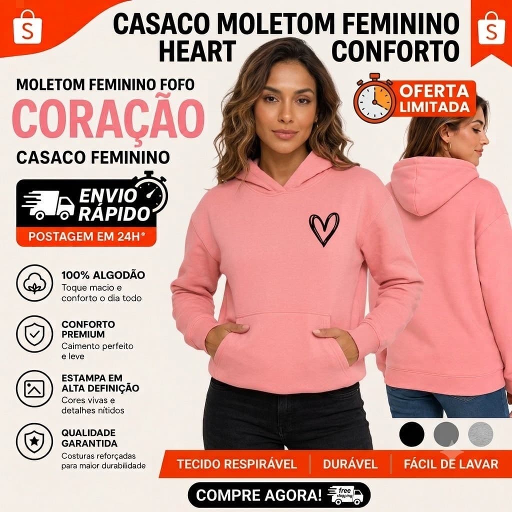 Moletom Feminino Fofo Moletom De Coração Feminino Casaco Feminino
