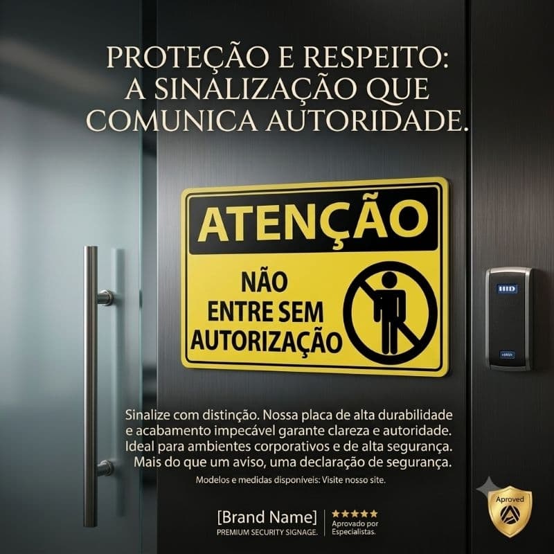 Placa De Sinalização Atenção Não Entre Sem Autorização 20x30 (papel fotográfico emplastificado)