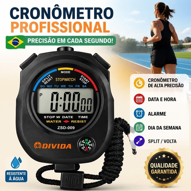 Cronômetro Esportivo Digital Profissional com Alarme para Treinos e Competições OI5749
