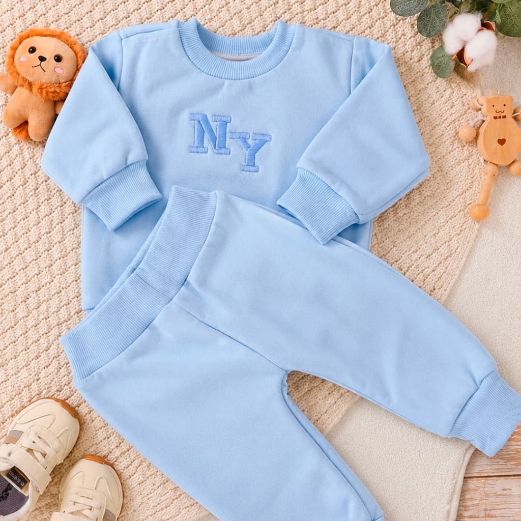 Conjuntinho Moletom Infantil Bebê Blusa + Calça (BORDADO) NY