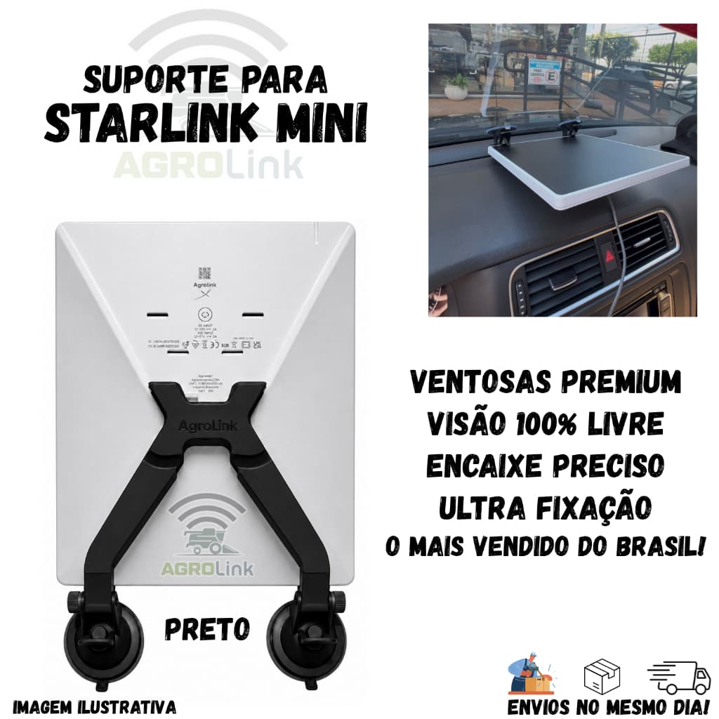 Suporte Para Starlink Com Duas Ventosas Para Painel anti multa - Agrolink Full Shopee
