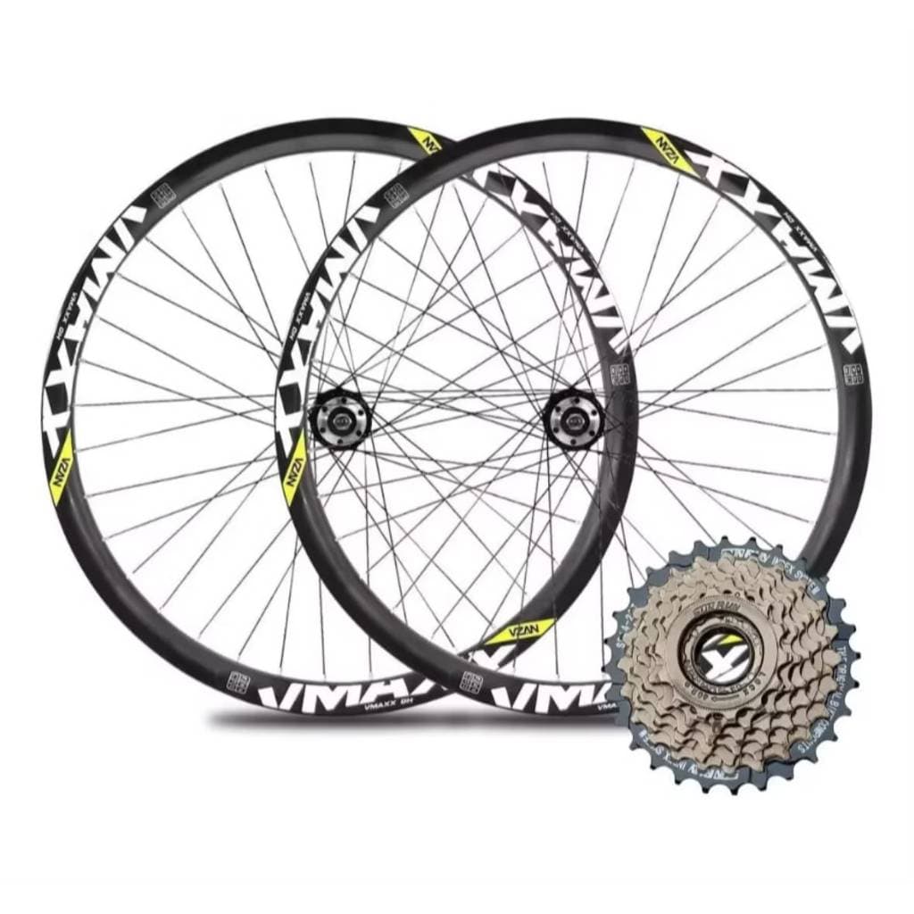 Par de Roda Aro 29 Vmaxx Sl Preto Freio a Disco em Aluminio Folha Dupla Modelo Grau + Catraca Roda Livre Index 7V 21v
