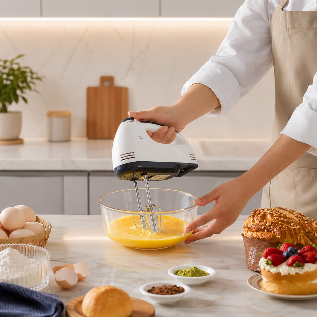 Mixer Batedeira de Mão Elétrica Batedor de Ovos 7 Velocidades Alta Potência Multifuncional Doméstica