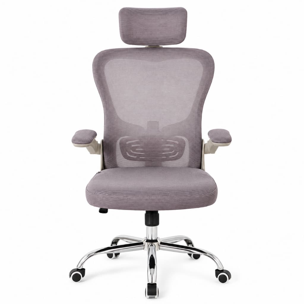 Cadeira Escritório Presidente Mesh Ergonômica Apoio Cabeça Regulagem Altura Home Office Cinza