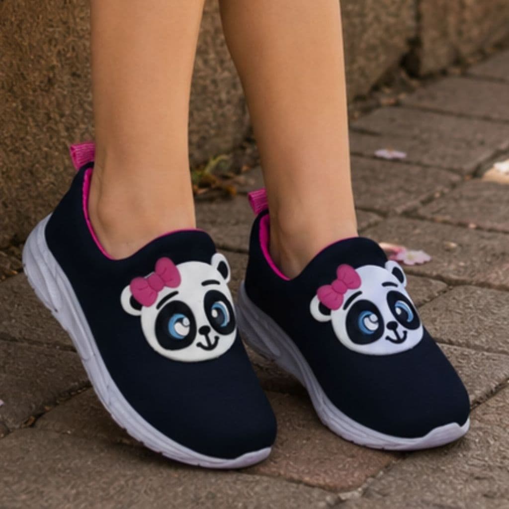 Tênis Feminino Menina Casual Calce Fácil Sapatenis Panda Moderno e Macio