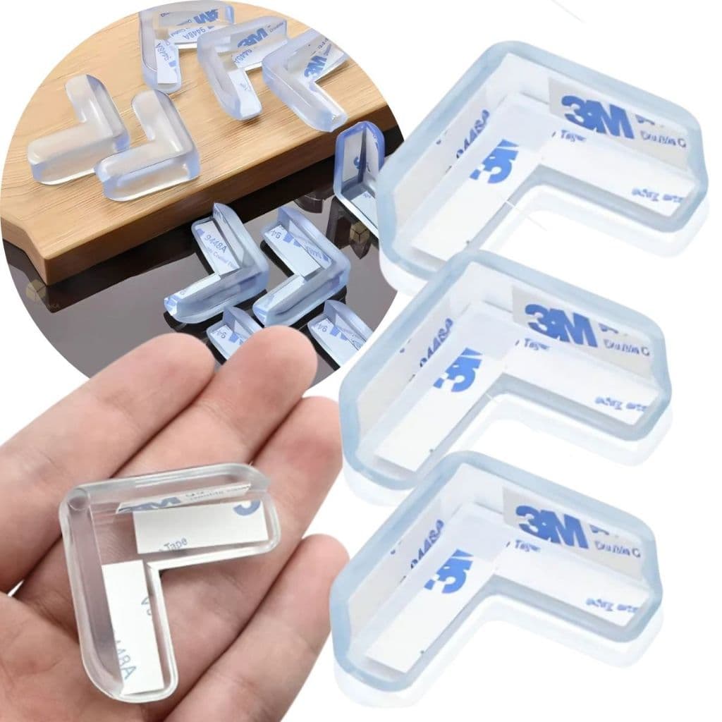 Kit 4 Protetor De Quina Tipo T Silicone Protetores Mesa Segurança Para Crianças Bebes Pets e Idosos