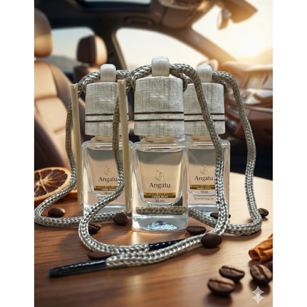Kit c/ 3 Cheirinho de Carro Novo Angatu 10ml - Aromatizante Automotivo Premium Odorizador e Perfume