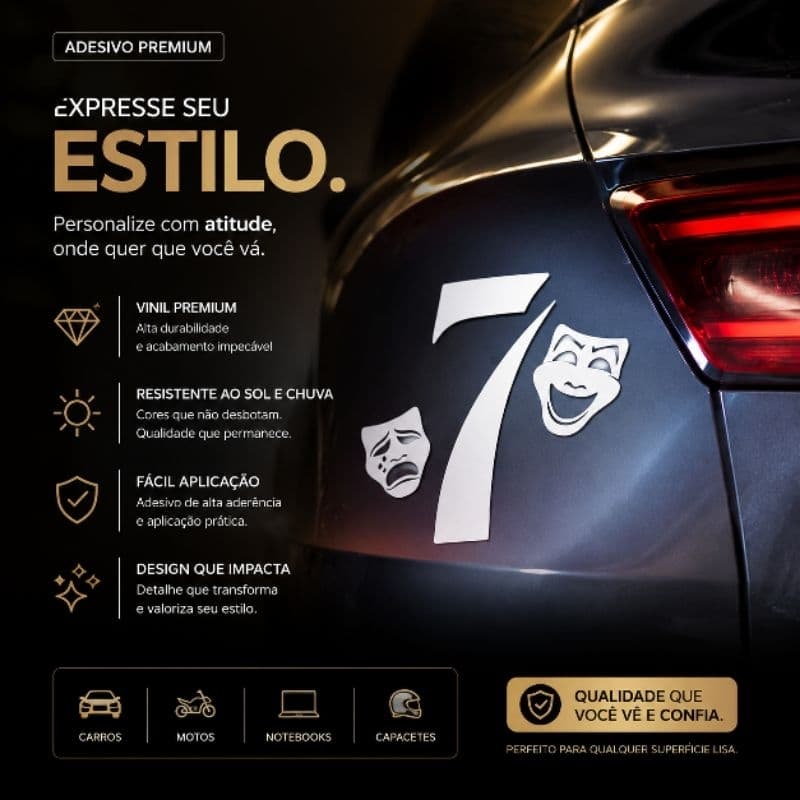 adesivo 7 chora agora ri depois para carro moto capacete 14 cm
