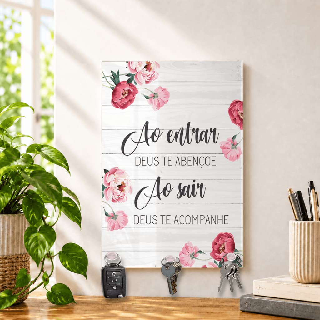 Porta chaves de parede frases decorativas para paredes MDF 15x21 decoração casa