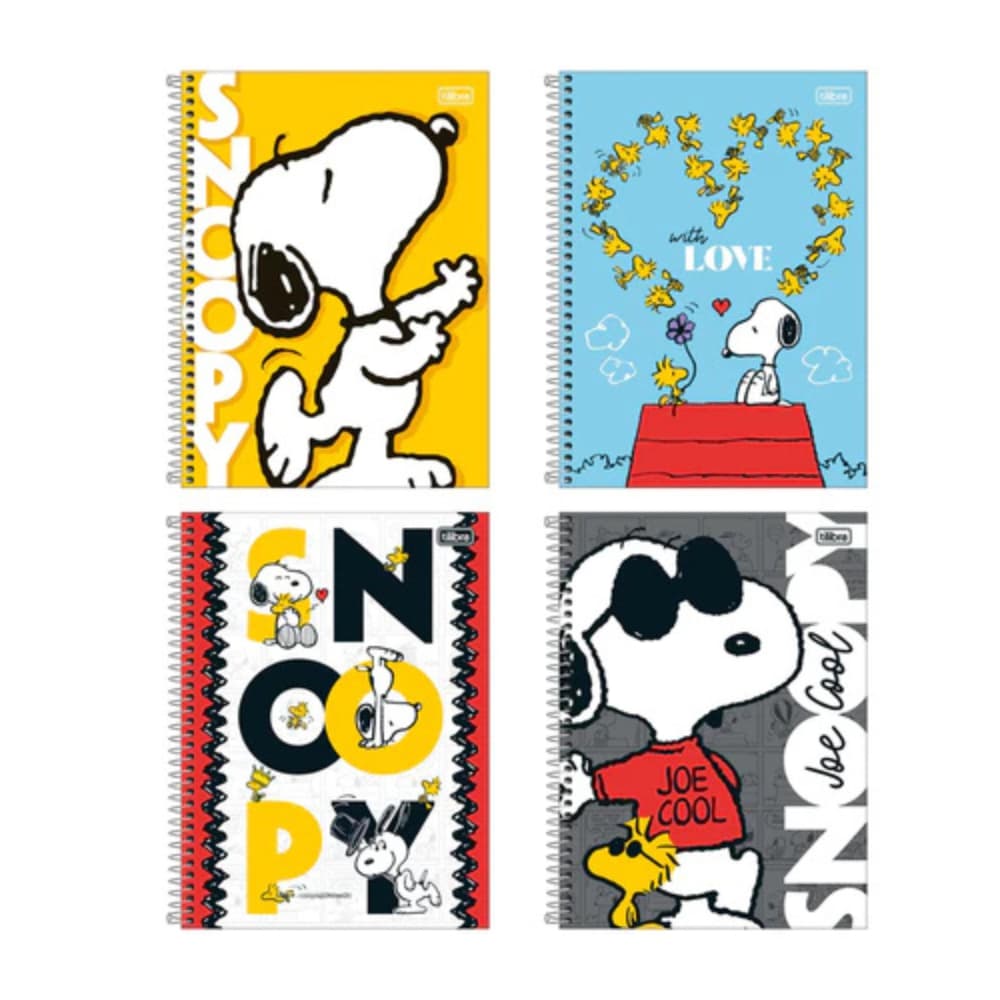 CADERNETA ESPIRAL SNOOPY 1/4 80 FOLHAS 14cmx20cm  TILIBRA