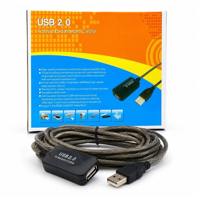Cabo Extensor USB 2.0 Ultra Rápido Ativo Amplificado Macho Fêmea - Conectividade Estável e Plug & Play 10 Metros