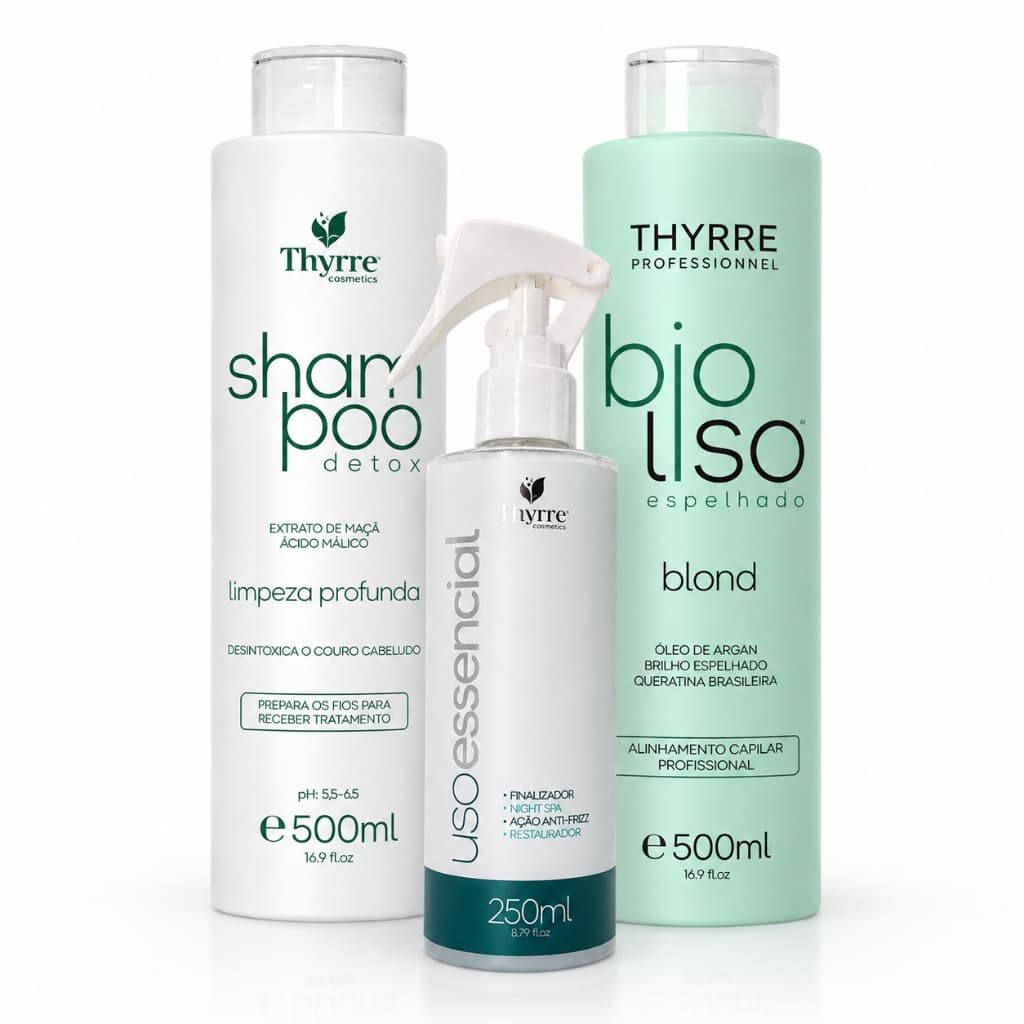 Kit BioLiso 500ml + Uso Essencial Progressiva 0% Formol Semi-Definitiva Thyrre Cosmetics