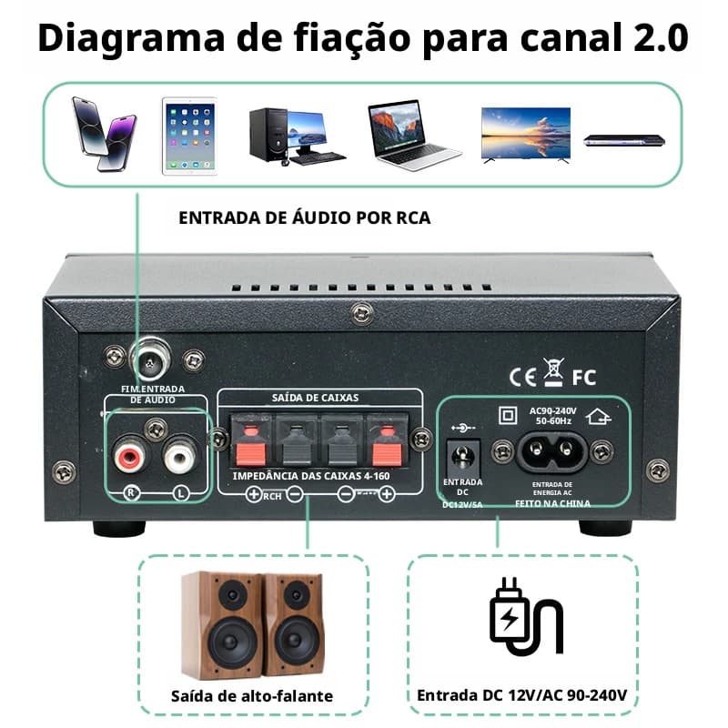 VEDO AK45Pro Amplificador Estéreo De áudio Doméstico Bluetooth 400W Com Remoto 2 Canais Para Alto-falantes Bivolt