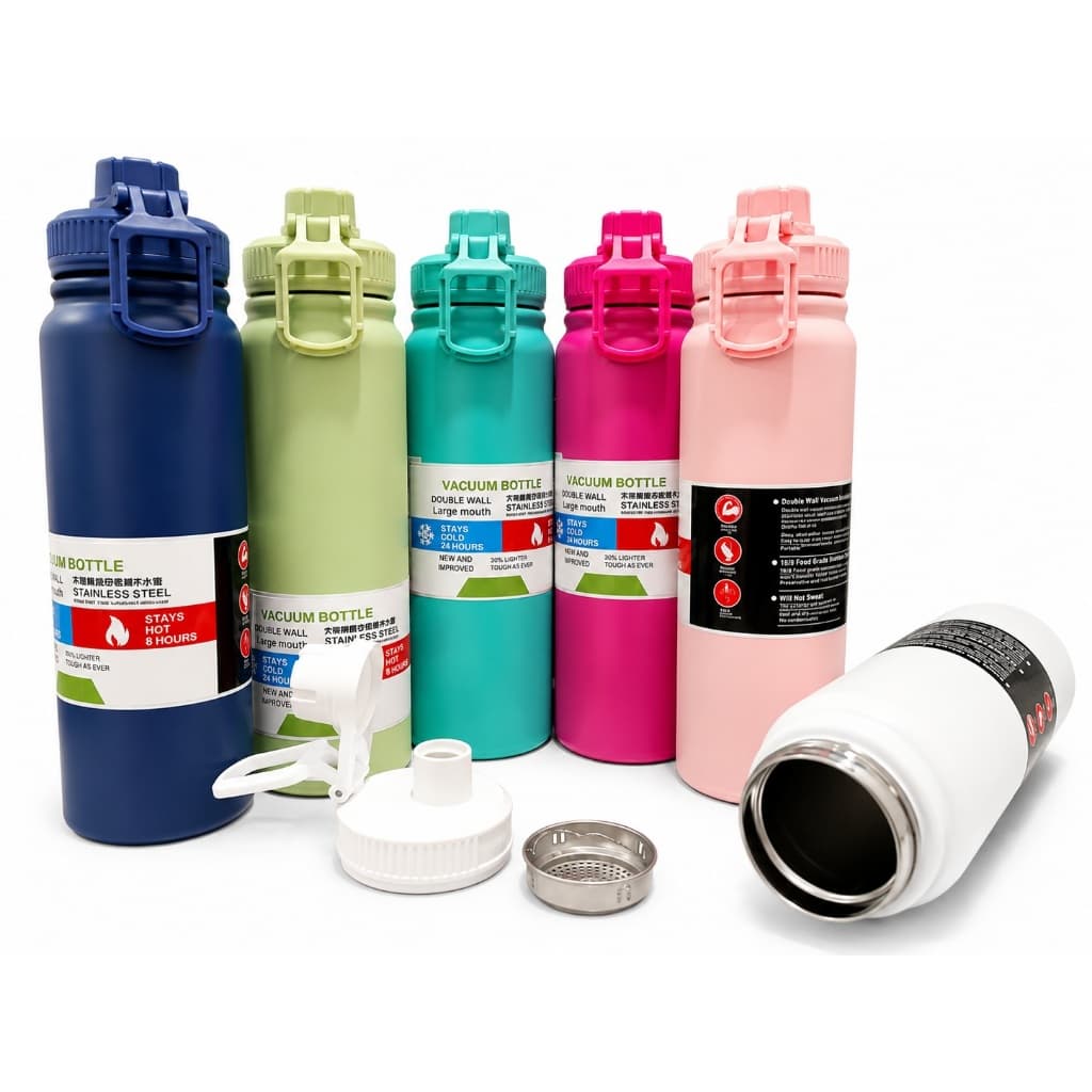 Nova Garrafa Térmica 800ml aço inox 304  Isolamento Térmico vácuo parede dupla e  à Prova de Vazamento alça flexível
