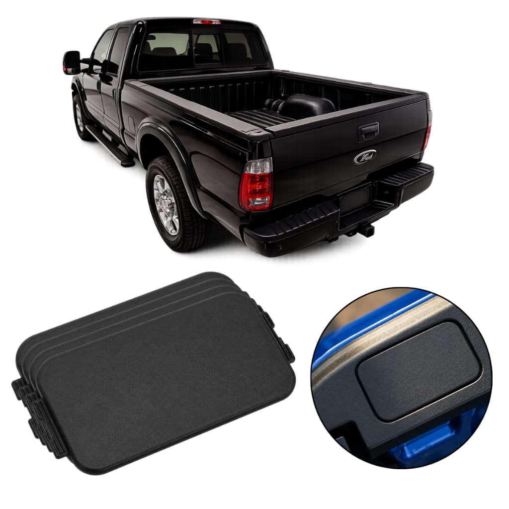 Kit 4 Tampa Acabamento Moldura Caçamba Ford F250 1999 A 2011 Overlap Ponteira Protetor Borda Lateral Preta Jogo Completo