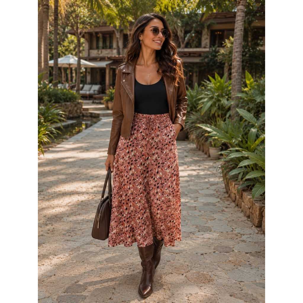 Saia Feminina em Malha de Algodão Estampada | Cintura com Elastano | Casual, Confortável, Elegante e Moda Feminina Blog