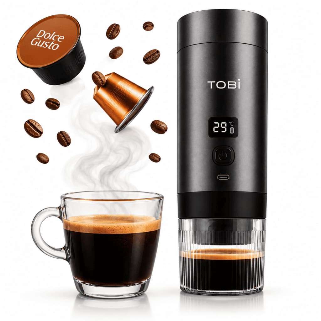 Máquina de Café Expresso Portátil 3 em 1 Elétrica Preta Cafeteira cápsulas ou Café Moído