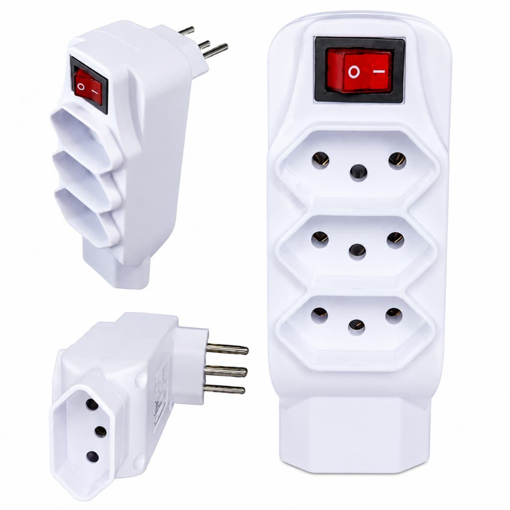 Adaptador de Tomada 4 Saídas 10A com Interruptor Liga/Desliga Bivolt Branco