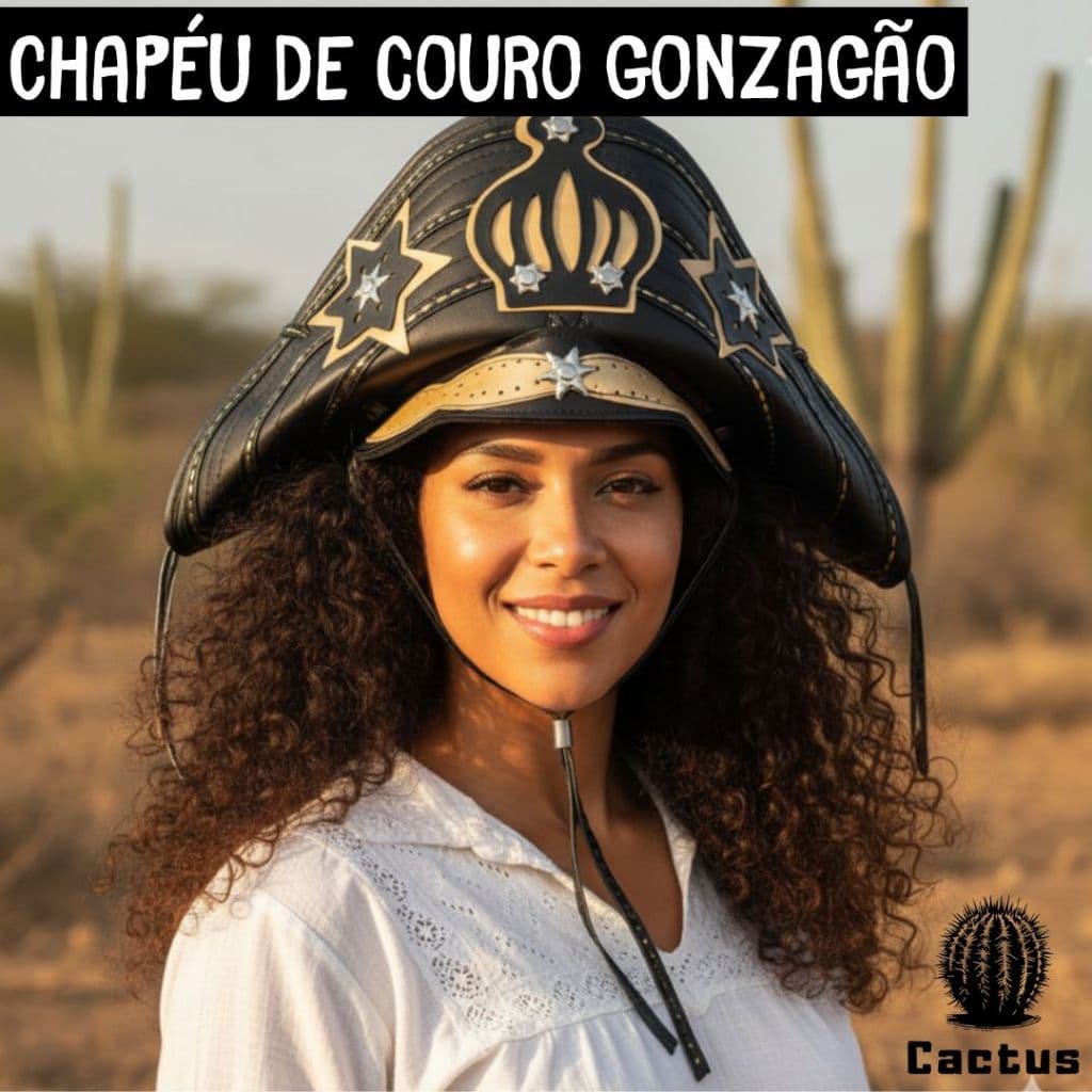 Chapéu de Couro Nordestino Gonzagão Legítimo Cangaceiro Luíz Gonzaga Lampião São joão Festa Junina
