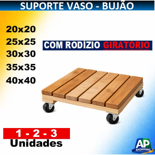 Suporte  madeira para Vaso, Gás de Cozinha Bujão, Deck , Modular, Rodízio com 1,2,3 - Tamanhos