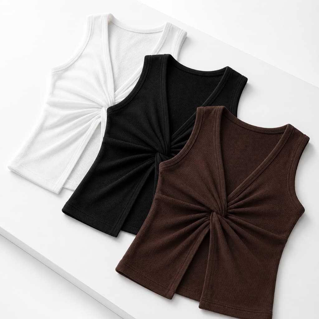 Blusinha Regata Feminina Blogueira Torção Frontal Regata Premuim Canelada Premium Decote Gola V Elegante Casual