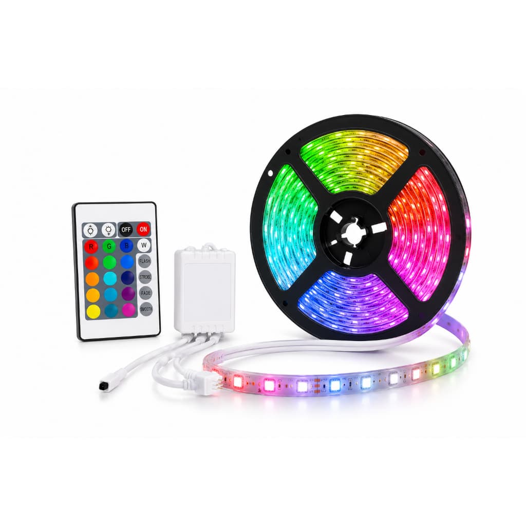 Kit Fita LED RGB 5 Metros 3528 IP65 Com Controle Remoto e Controladora 12V