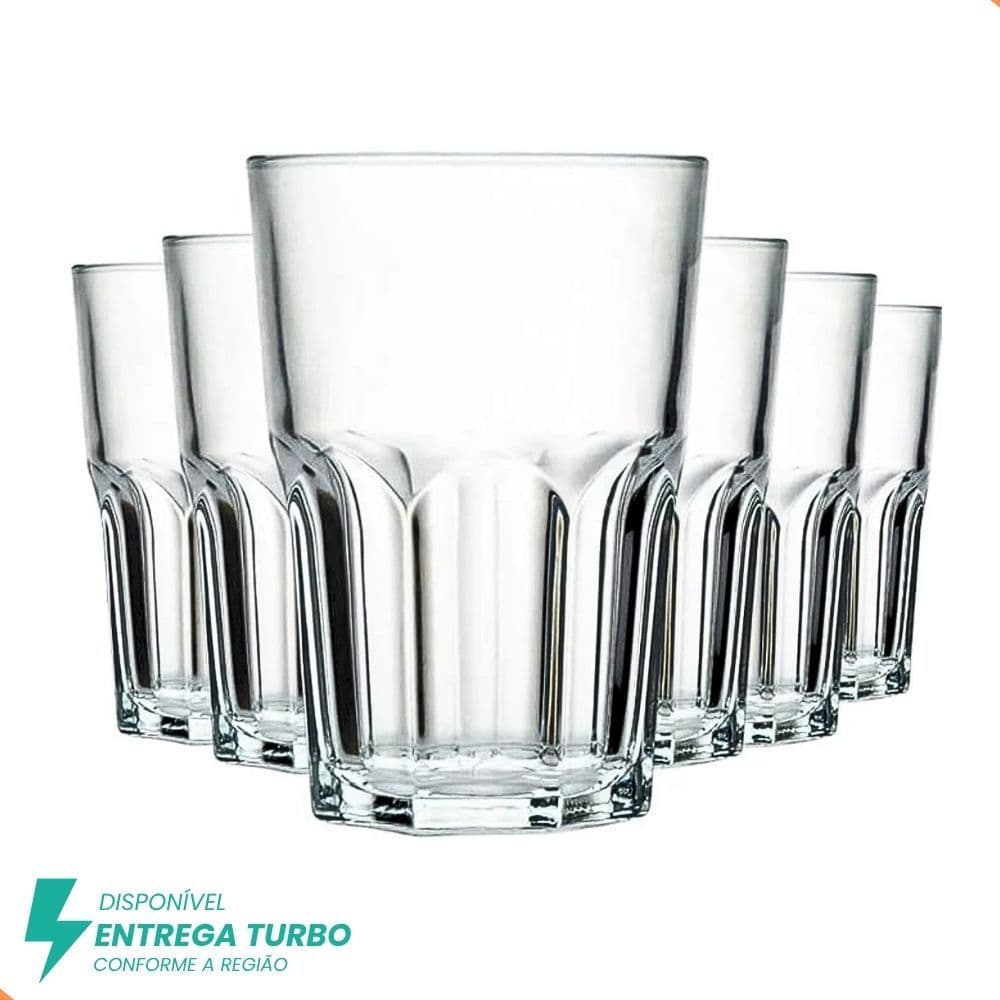 Jogo com 6 Copos de Vidro 350ml – Ideais para Chopp, Whisky, Água, Drinks, Sucos Design Elegante